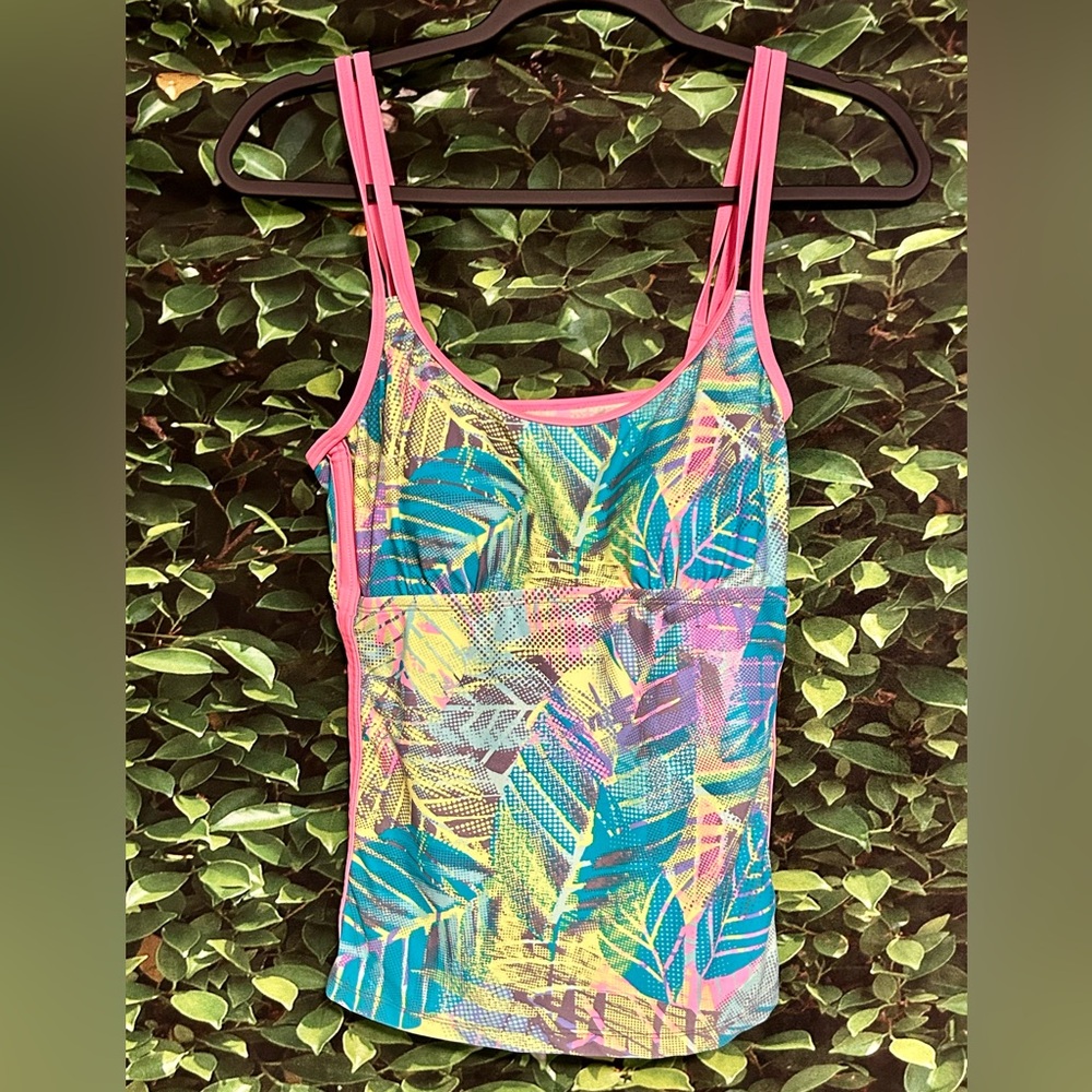 SPLASHLETICS TANKINI Swim Suit Top Pink Multicolored Womens Medium